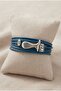 Leather Cord Bracelet with Fish Figure and Bead Detail - 2