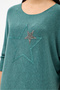 Women's Green Italian Star Patterned Bat Sleeve Oversize Lycra Knitwear Sweater Size 40 - 48 - 4