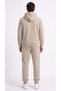 Men's Stone Color Hooded 3-Thread Sweatpants Set with Elastic Cuffs - 4