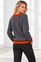 Women's Anthracite V-Neck Contrast Stripe Detailed Long Sleeve Knitwear Sweater Hzl28W-Wm535 - 2