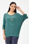 Women's Green Italian Star Patterned Bat Sleeve Oversize Lycra Knitwear Sweater Size 40 - 48