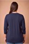 Stone Logo Modal Large Size Knitted Sweatshirt Navy Blue - 5