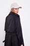 Double Buttoned Front Belt Detailed Lined Trench Coat 530031 Black - 6