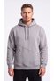 Men's Gray Cold-Resistant Hooded 3-Yarn Sweatshirt with Side Pockets