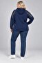 Women's Plus Size Black Hooded Contrast Trim Kangaroo Pocket Sweatshirt Hzl28S-Rzb208 - 2