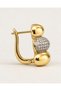 Gold Color Stone Women's Earrings Three-Section Curved Design - 4