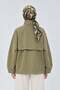 Oval Pocket Snap Fastener Short Trench Coat Green - 4