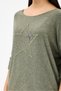Women's Khaki Italian Star Patterned Bat Sleeve Oversize Lycra Knitwear Sweater Size 40 - 48 - 4