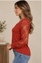 New Season Women's Long Sleeve V Lace Collar Viscose Blouse 72320 - 3