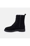 Women's Black Lace Detailed Zippered Suede Boots - 3
