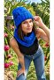 Hand Knitted Soft Women's and Men's Beanie Neck Collar Set Blue - 2