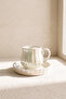 Ecroia Line Wavy Porcelain 2-Person Coffee Cup Set - 5