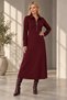 Women's Burgundy Lycra Round Neck Zipper Detailed Long Dress Hzl26S-Wm235 - 2