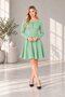 Women's Pistachio Green Lycra Round Neck Zipper Detailed Flared Mini Dress Hzl26S-Wm289 - 4