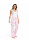 Women's Striped Blouse Patterned Strappy White Pajama Set - 4