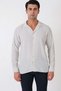Comfort Fit Apaş Collar Foldable Sleeve Stone Linen Shirt g 1613
