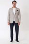 Slim Fit Jacket with Pocket Bags, Gray Woven Stretch Cotton, Beige Jacket C 748 - 2