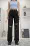 Women's Black Ripped Jeans High Waist Black Ripped Jeans Ripped Loose Fit Jeans