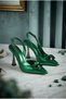 Riwirsa Women's Heeled Shoes with Back Strap and Stone Green Leather - 2