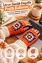 Women's Adult Fingerless Knitted Gloves Orange – Colorful Patterned Hand Warmer Gloves - 4