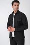 Comfort Fit Side Pocket Flexible Pinstripe Dark Black Shirt Jacket g 1608 - 4