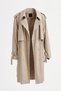 Lined Trench Coat with Double Button Belt Detail on the Front 530031 Beige - 2