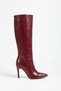 Zri̇nx-2004 Premium Burgundy Wrinkled Patent Leather Pointed Toe Thin Heeled Women's Boots 9.5 cm - 2