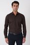Slim Fit Cotton Satin Classic Brown Shirt Gk 604