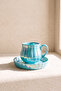 Blue Line Wavy Porcelain Coffee Cup Set for 6 People - 5
