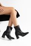 Women's Thick Heeled Boots Black Unlined Pointed Tpu Sole with Stitching - 4