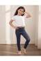 Girls Dark Wash Knit Skinny Leggings - 5