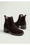 D26Kb-1700 Genuine Leather with Rubber Detailing 6cm Thick Heel Boots for Women - 2