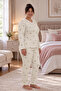 Ribbed Camisole Fabric Long Sleeve Plus Size Women's Pajama Set 2990 - 4