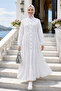 Women's Buttoned Lined Guipure Fabric Hijab Dress - 5