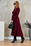    Women's Long Sleeve Neckline Midi Viscose Two Thread Dress