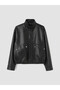 Texx Store Quality Lcw Everyday Black Faux Leather Plain Loose & Baggy Women's Leather Look Jacket - 6