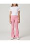 Senior Girls Pink Flared Ribbed Leggings - 8