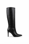 Zri̇nx-2004 Premium Black Crocodile Pointed Toe Thin Heeled Women's Boots 9.5 cm - 2