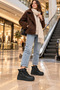 Women's Winter Boots with Fur Inside, Lace-Up, Thick Sole Boots - 6