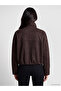 Two Mt Shop Quality Lcw Vision Brown Suede Look Plain Oversize Women's Jacket - 4