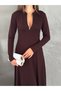 Women's Long Sleeve Zippered Flared Maxi Modal Dress - 7