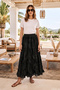 Elastic Waist Gupür Detailed Crinkle Skirt 420165 Black - 3
