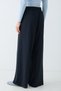Women's High Waist Elastic Lace-Up Front Pleated Detailed Wide Leg Pants - Navy Blue - 4