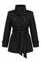 Black Cashmere Coat with Insert Collar Detail - 2Y1125