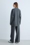 Women's Knitwear Set High Neck Long Sleeve Relaxed Fit Sweater and Wide Leg Pants Two-Piece Set - Anthracite - 6