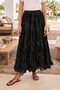 Elastic Waist Gupür Detailed Crinkle Skirt 420165 Black