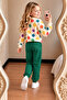 Girl's Floral Patterned Sweatshirt Green Color Jogger Tracksuit Set - 2