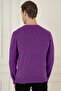 Slim Fit Ribbed Plain Purple Wool Crew Neck Knitwear Sweater Tr 900 - 4
