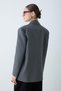 Women's Double-Breasted Collar Blazer Jacket with Double Button Pocket Flap Detail - Anthracite - 7