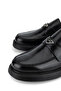 Men's Genuine Leather Black Open-Toe Loafer Shoes - 3